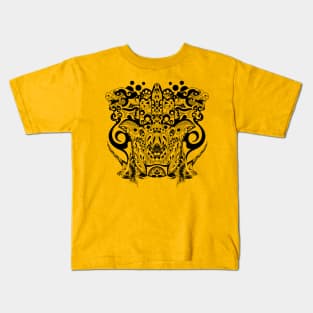 kaiju monsters in zentangle hand pattern ecopop Kids T-Shirt